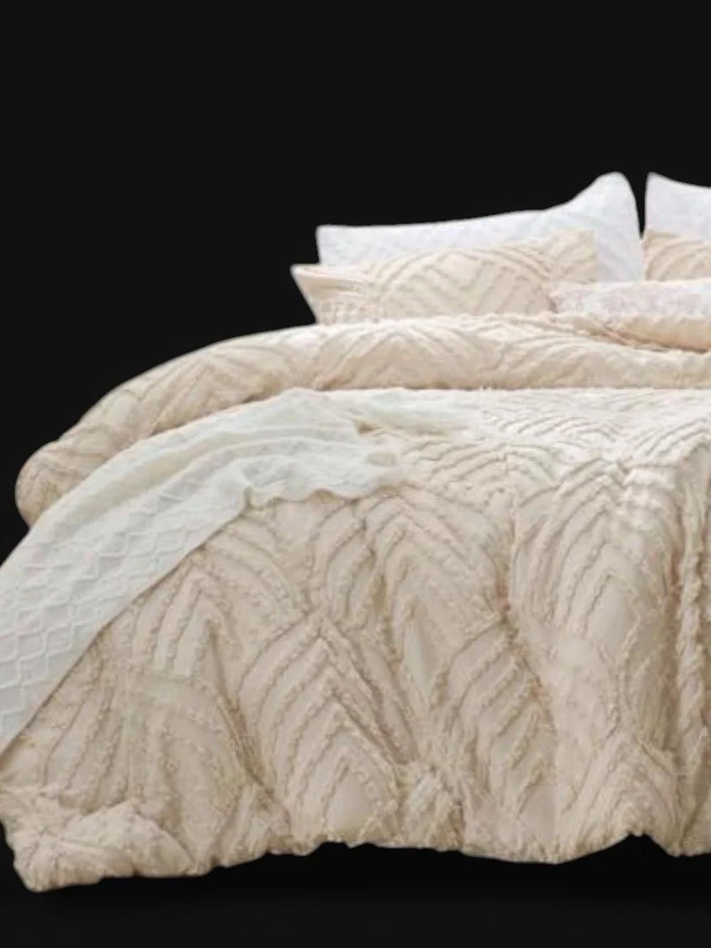 Luxurious Cream Plush Textured Comforter Set - Unknown Brand